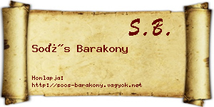 Soós Barakony névjegykártya